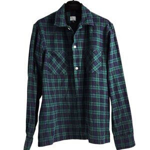 8.15 AUGUST FIFTEENTH Cotton Plaid Flannel Shirt M Blackwatch Tartan Blue Green